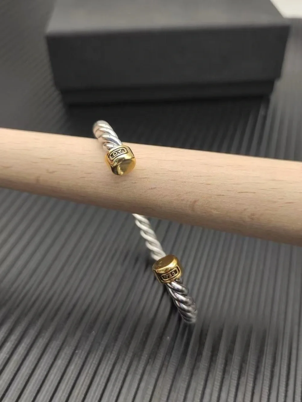 David Yurman Silver and Gold Cable Baby Bangle